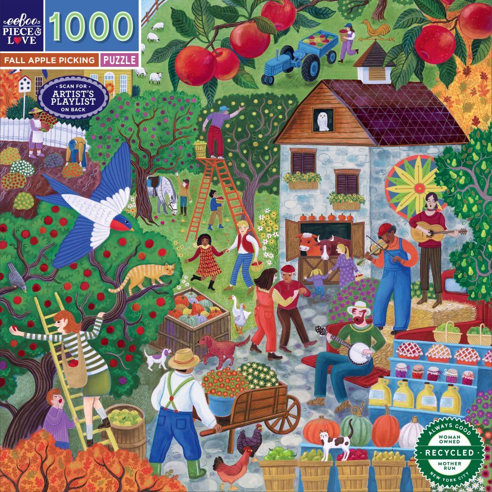 eeBoo: Puzzle Fall Apple Picking Square (1000pc) Board Game
