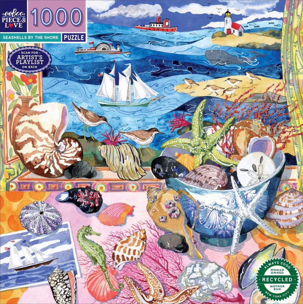 eeBoo: Seashells by the Shore Square (1000pc Jigsaw) Board Game