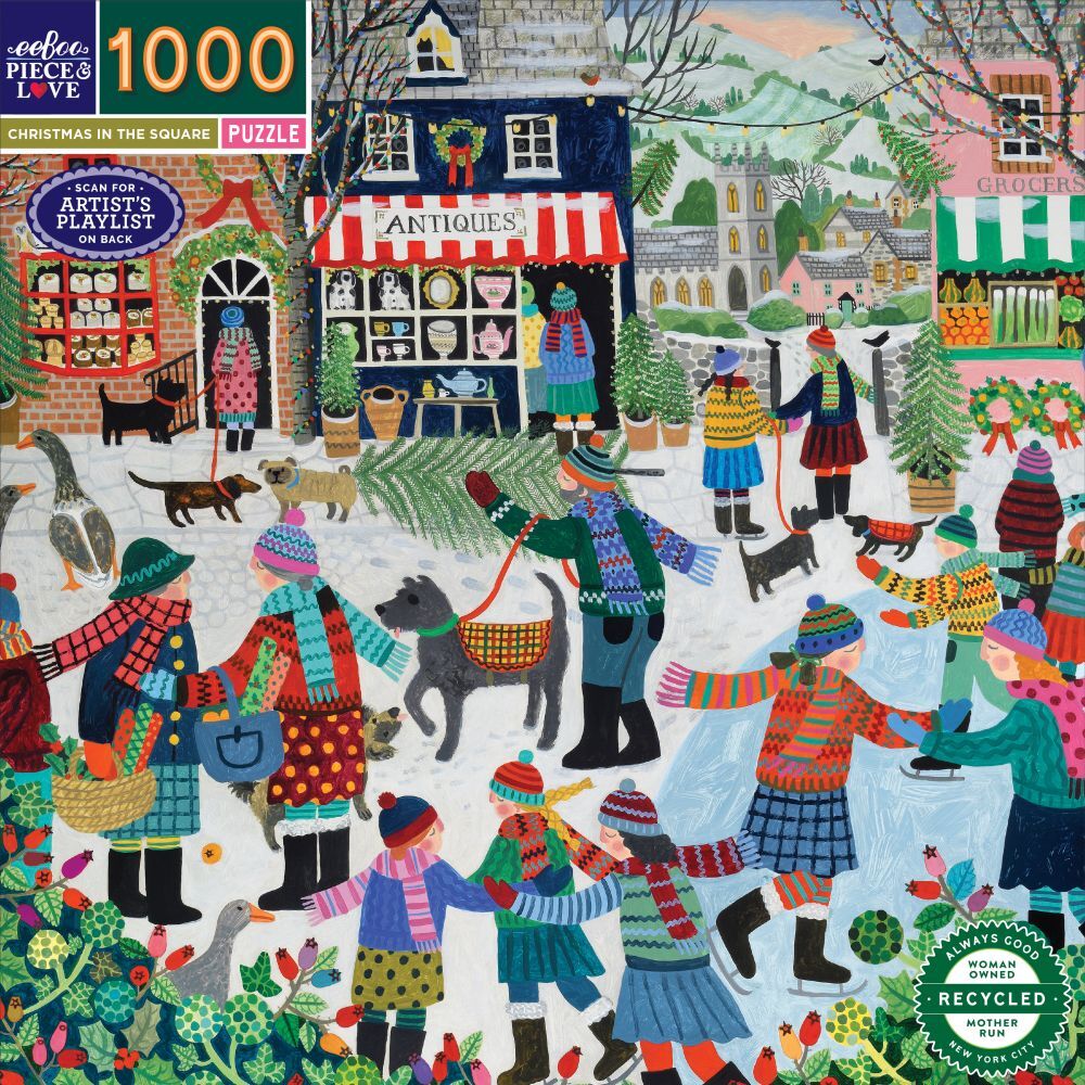 eeBoo: Christmas in the Square Square (1000pc Jigsaw) Board Game