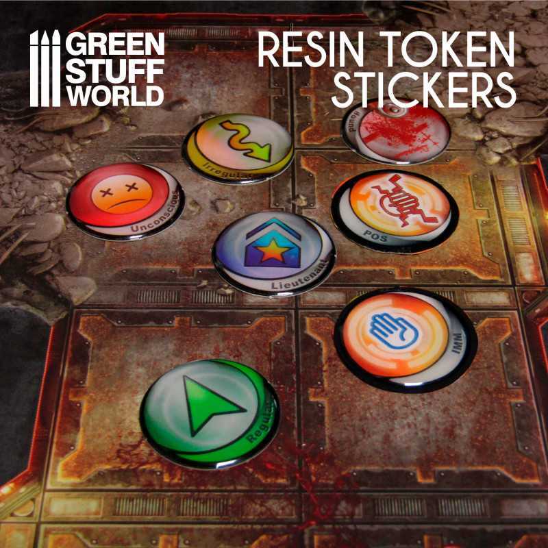 Green Stuff World: 54x Resin Token Stickers 20mm