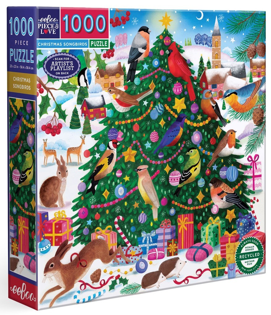 eeBoo: Christmas Songbirds - Square Puzzle (1000pc Jigsaw) Board Game