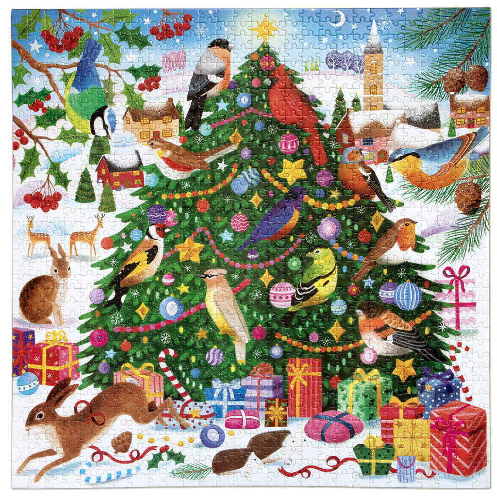 eeBoo: Christmas Songbirds - Square Puzzle (1000pc Jigsaw) Board Game