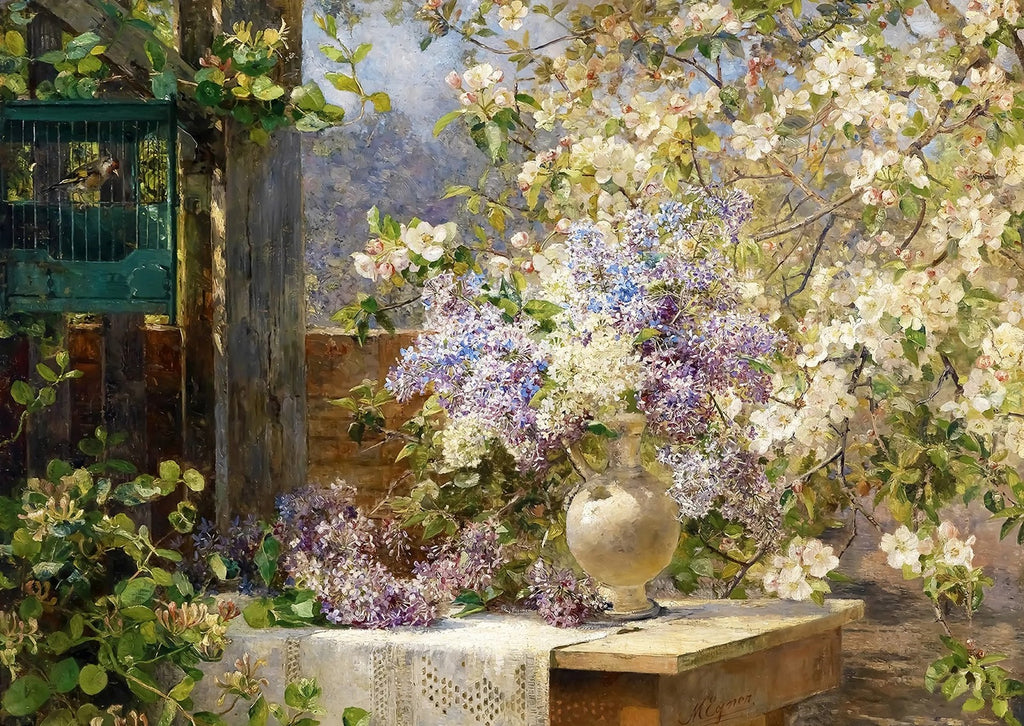 Enjoy Puzzle: Marie Egner - In the Blossoming Bower (1000pc Jigsaw) Board Game