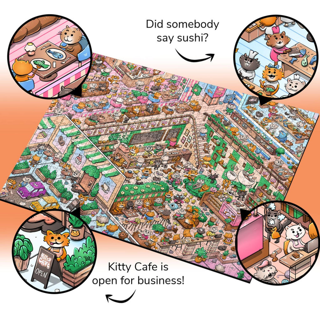 Vizzles: Kitty Cafe Puzzle (1000pc Jigsaw) Board Game