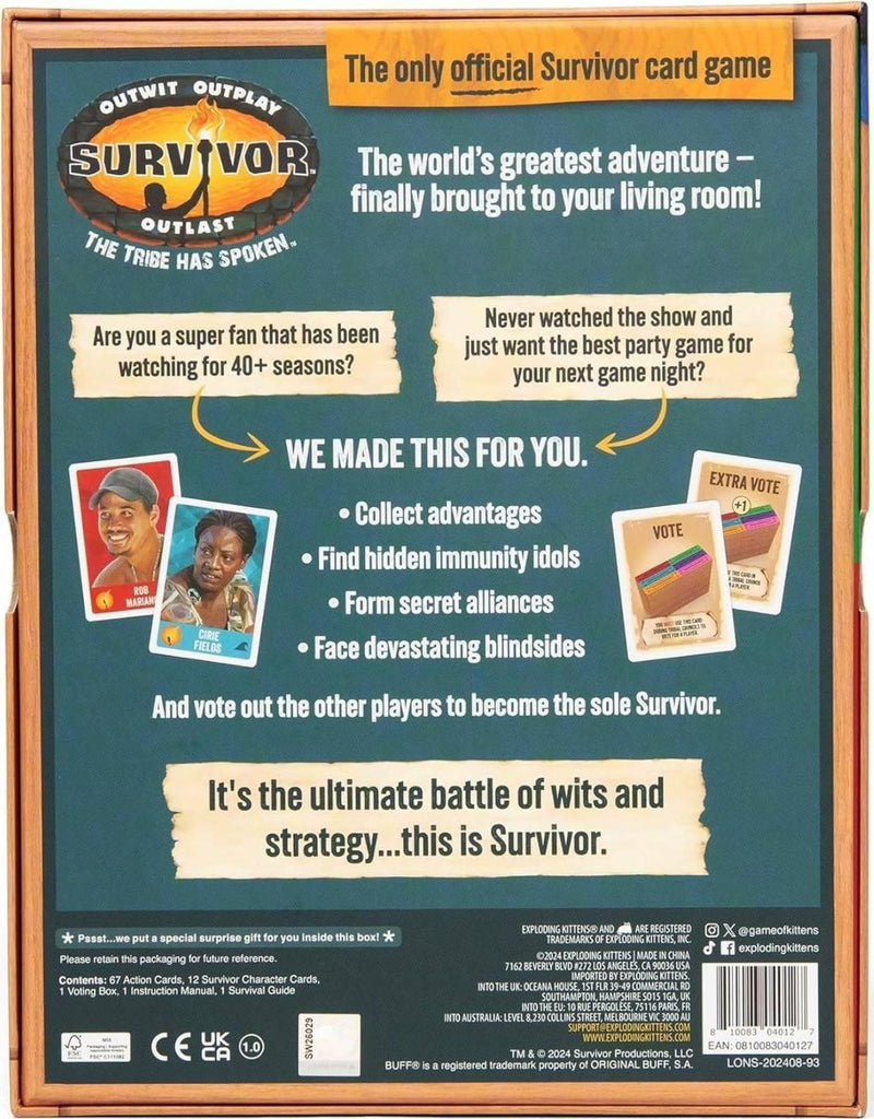 Survivor The Tribe Has Spoken (By Exploding Kittens) Board Game