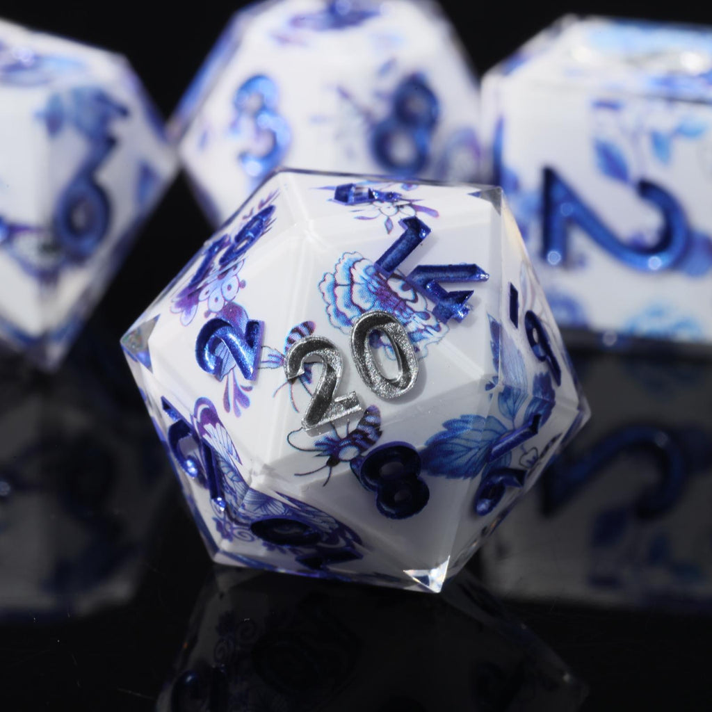 Dudley's Gallery - Porcelain Beauty Sharp Edge Resin Dice Set
