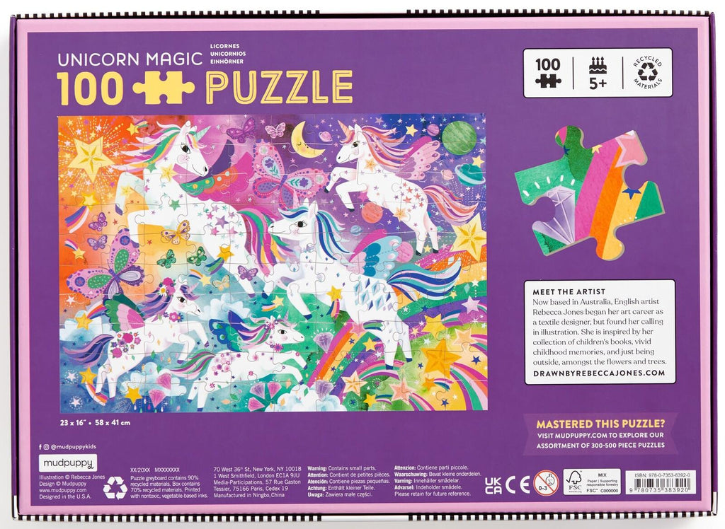 Mudpuppy: Unicorn Magic - 100 Piece Puzzle Board Game