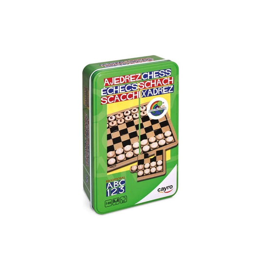 Wooden Chess in Metal Box Board Game